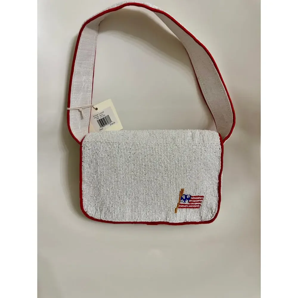 Sol & Mer Beaded Americana Truck Shoulder Bag Novelty Purse NWT
